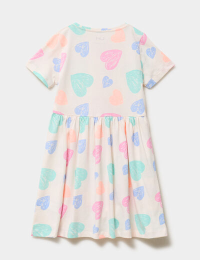 Robe courte &eacute;vas&eacute;e manches courtes coton beige fille
