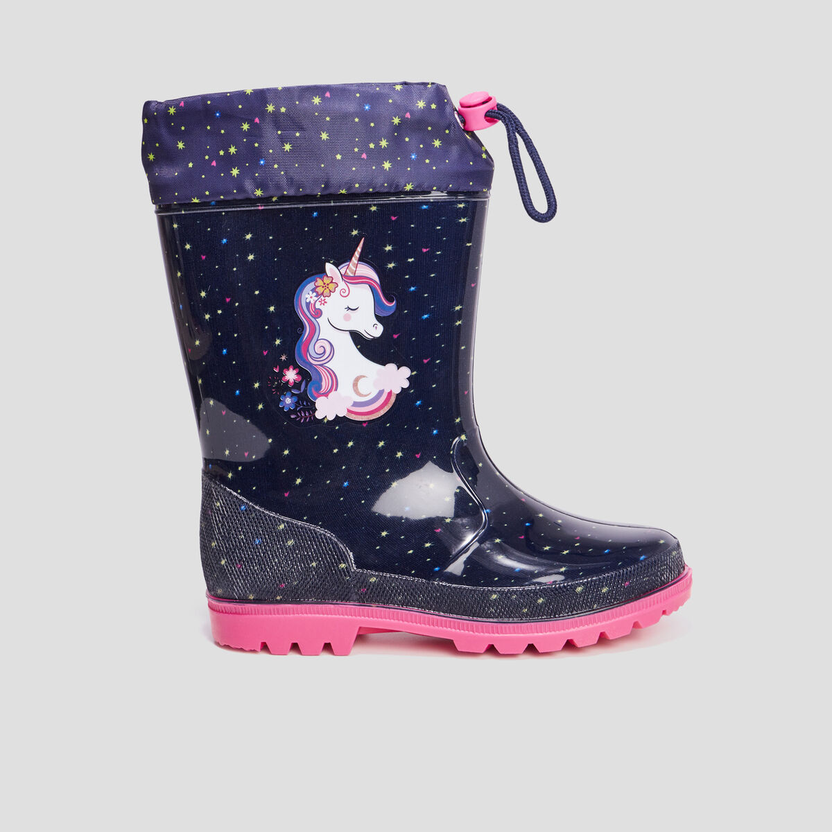 Bottes de pluie avec coulisse bleu marine fille