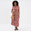 Robe midi crépon col tunisien terracotta femme