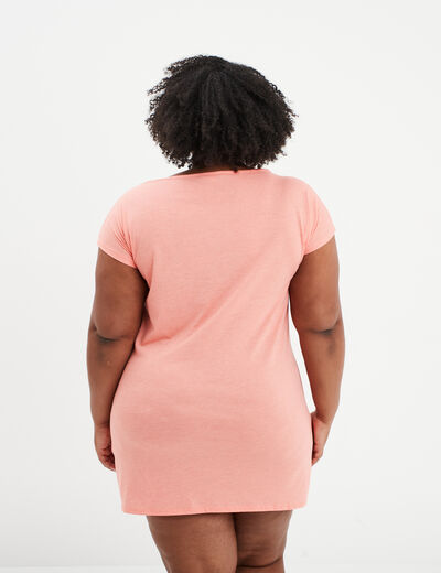 Chemise de nuit manches courtes coton vieux rose femme grande taille