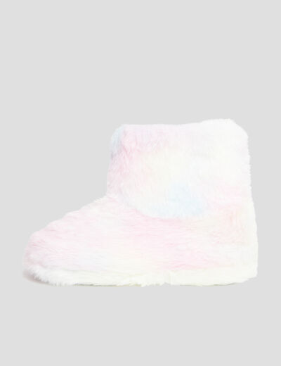 Chaussons bottines fausse fourrure multicolore fille