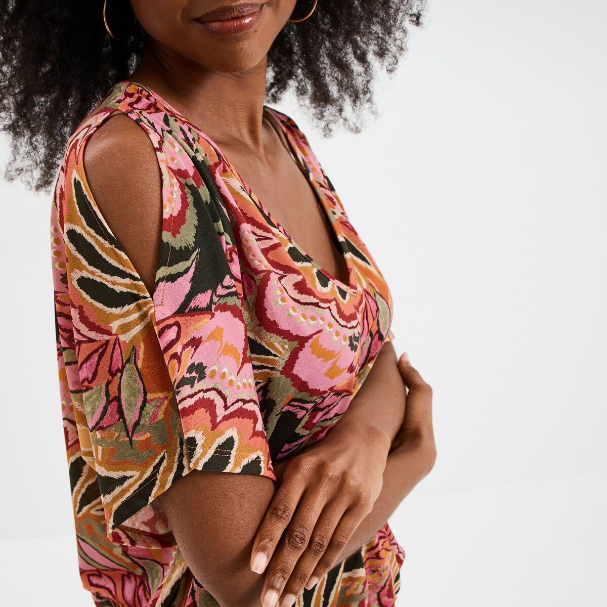 T-shirt manches courtes amples multicolore femme