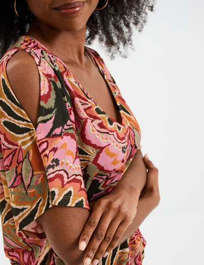 T-shirt manches courtes amples multicolore femme