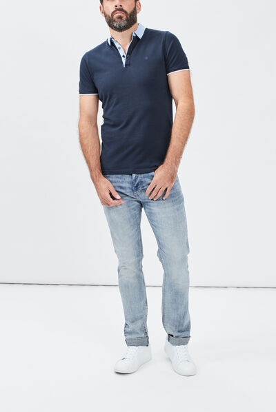 Jeans straight effet délavé denim bleach homme