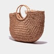 Sac à main tressé détail noeud marron clair femme