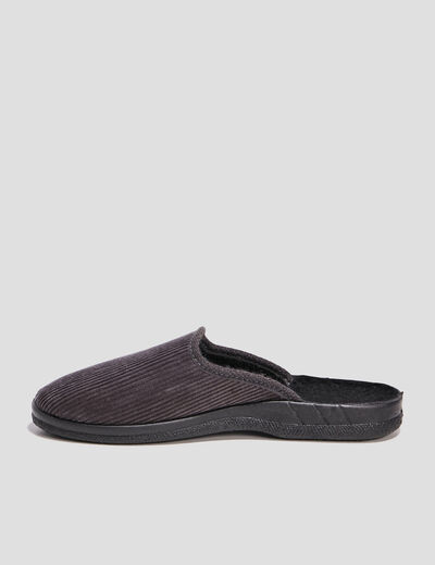 Chaussons mules velours gris homme