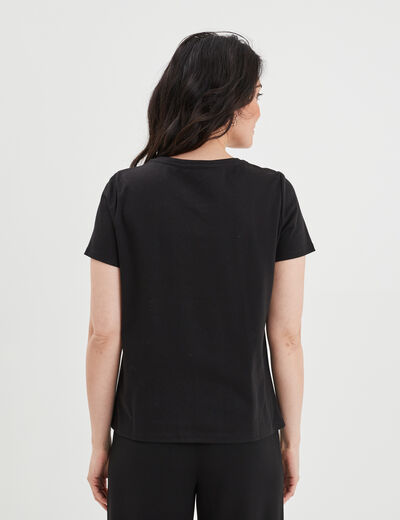 T-shirt col bijoux Mosquitos noir femme