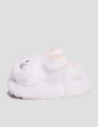 Chaussons fantaisie fourrés blanc bébé fille