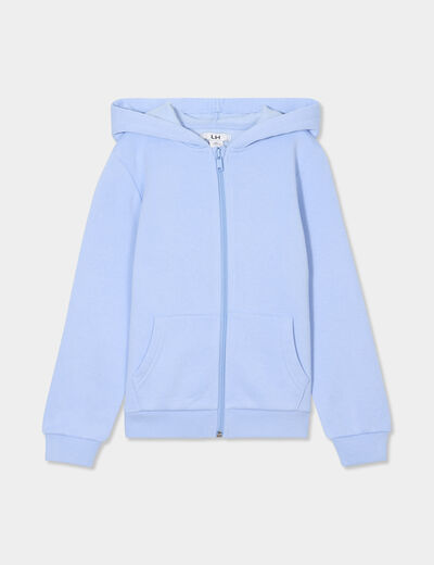 Sweat à capuche zippé bleu clair fille