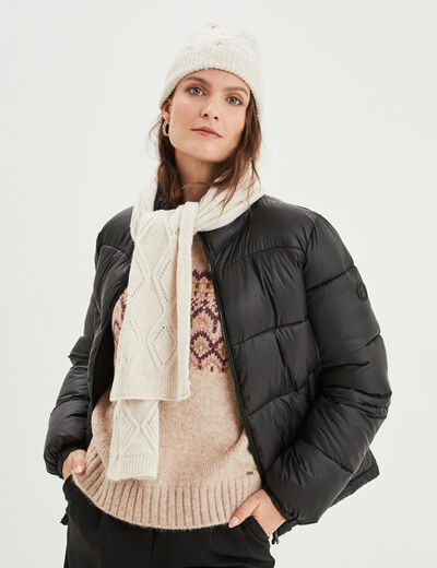 Doudoune col montant zippée noir femme