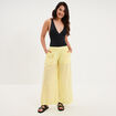 Pantalon de plage voile de coton jaune femme