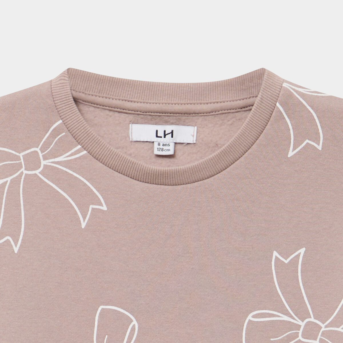 Sweat col rond manches longues taupe fille