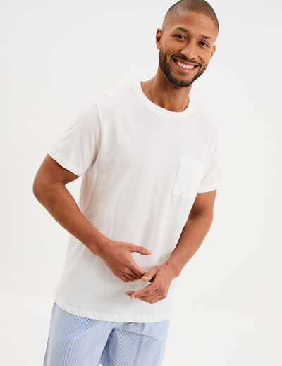 Ensemble pyjama short et t-shirt coton blanc homme
