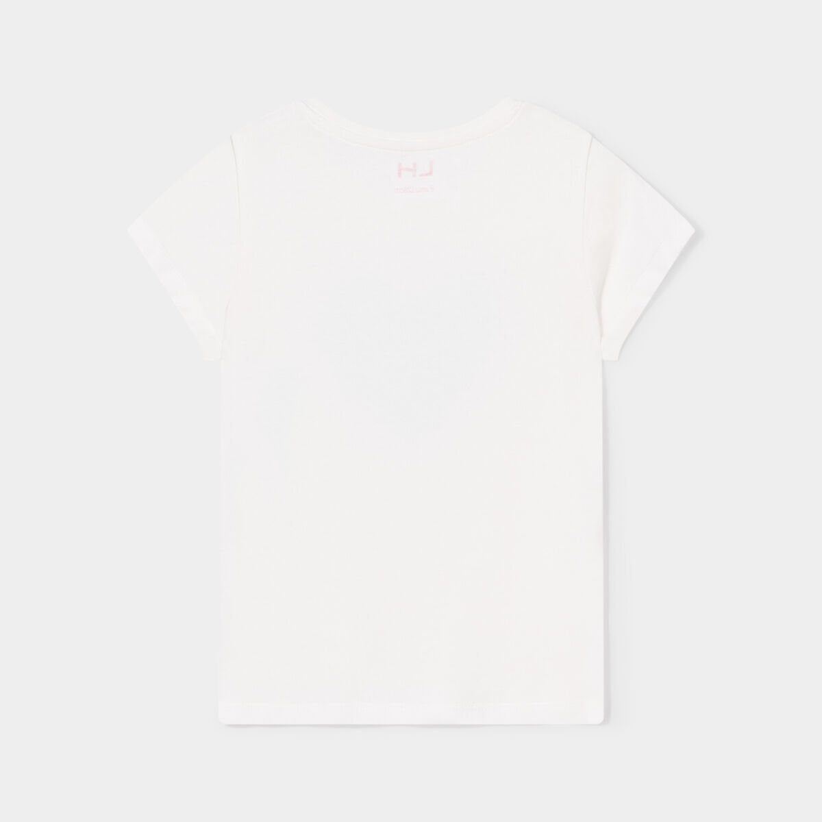 T-shirt col rond manches courtes coton ivoire fille