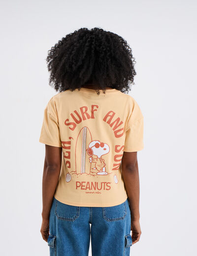T-shirt droit manches courtes Snoopy jaune femme