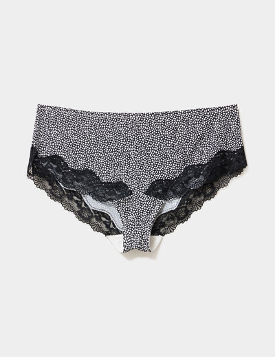 Shorty microfibre empi&egrave;cements dentelle noir femme grande taille