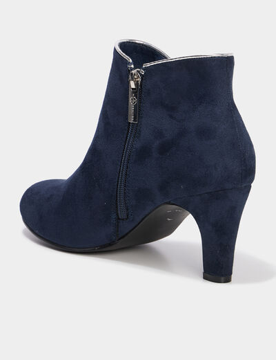 Bottines aspect daim &agrave; talons bleu marine femme