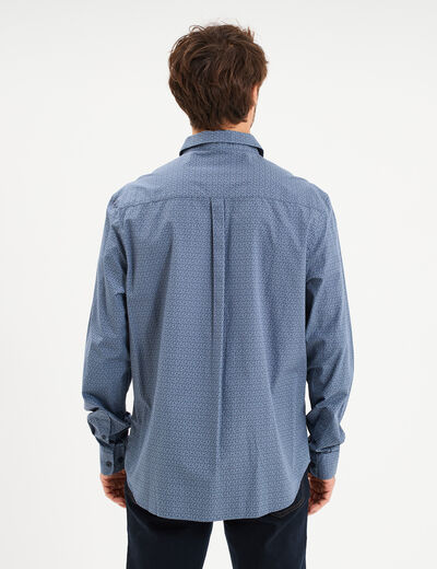 Chemise droite imprim&eacute;e manches longues blanc homme