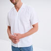 Chemise manches courtes mélange lin blanc homme