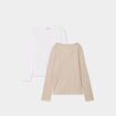 Lot de 2 t-shirts manches longues coton beige femme