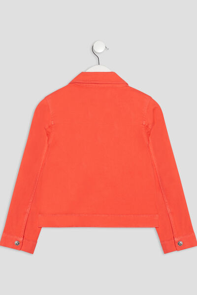 Veste droite boutonnée rouge corail fille