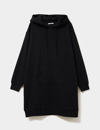 Robe sweat à capuche noir femme