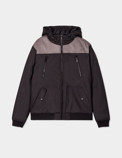 Blouson déperlant zippé capuche Liberto noir homme