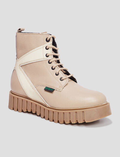 Bottines en cuir Kickers Kickfab sable femme
