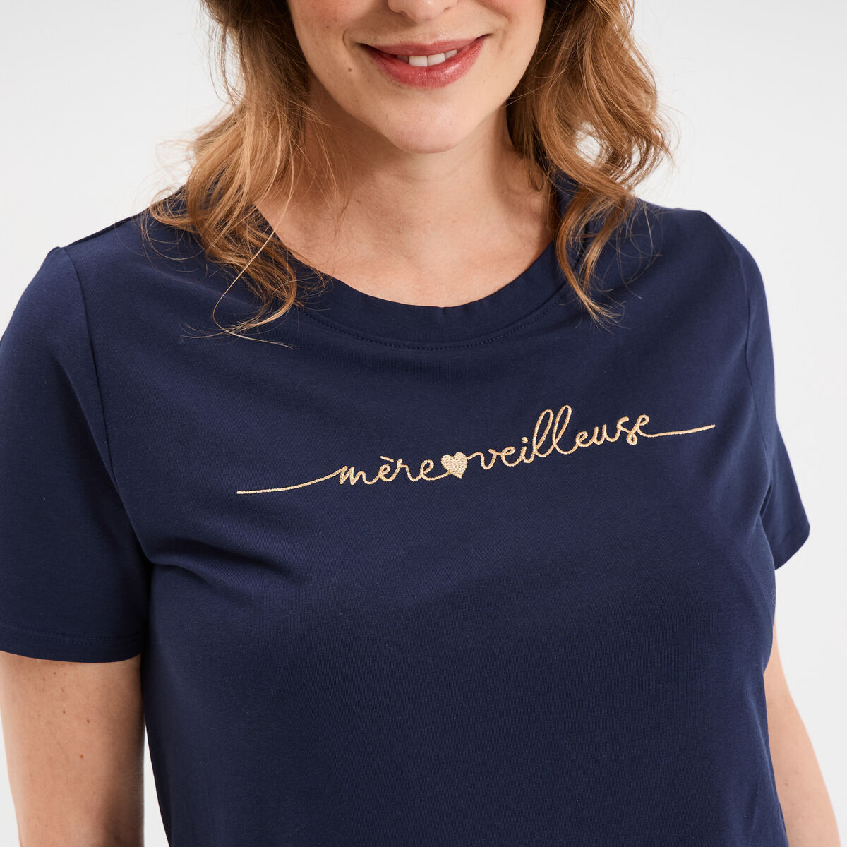 T-shirt manches courtes allaitement bleu marine femme maternit&eacute;