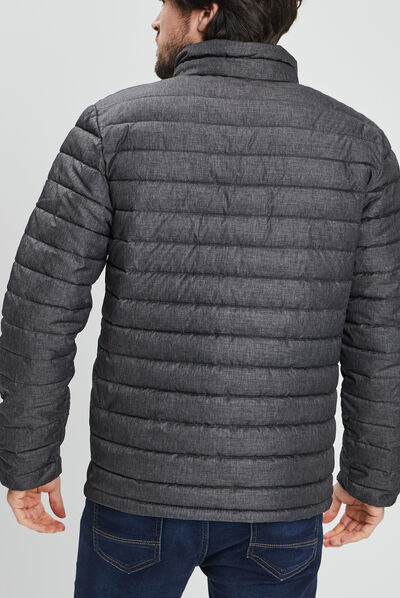Doudoune droite légère col montant gris foncé homme