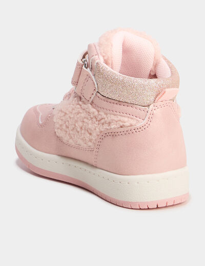 Baskets montantes &agrave; scratchs rose b&eacute;b&eacute; fille
