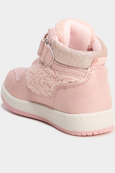 Baskets montantes &agrave; scratchs rose b&eacute;b&eacute; fille