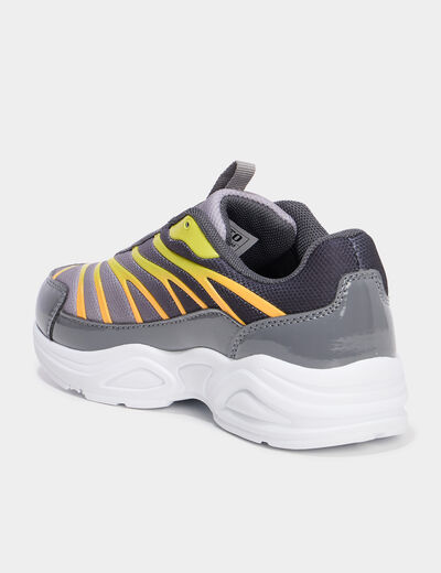 Baskets running lacets élastiqués gris garçon