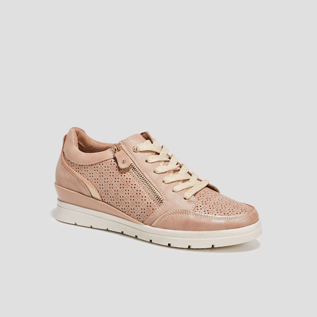 Tennis &agrave; lacets zipp&eacute;es rose femme