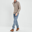 Pull avec col polo taupe homme
