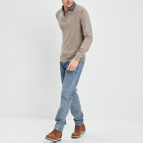 pull avec col polo taupe homme Pull avec col polo taupe homme