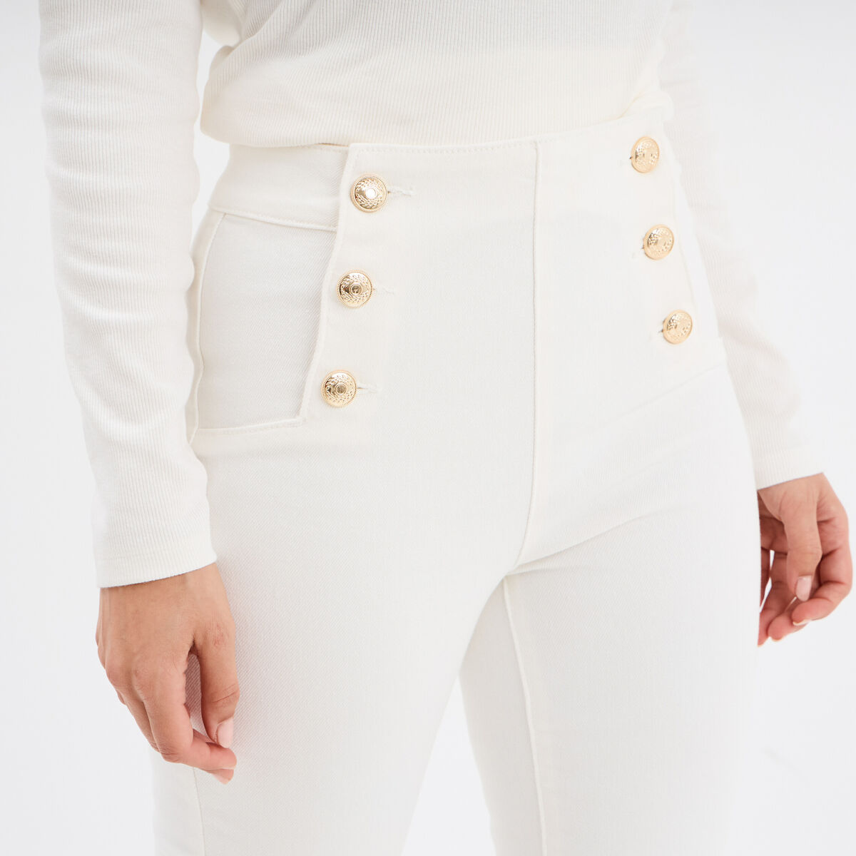 Haut en lin pour femme - Grande taille - Col court - Coupe
