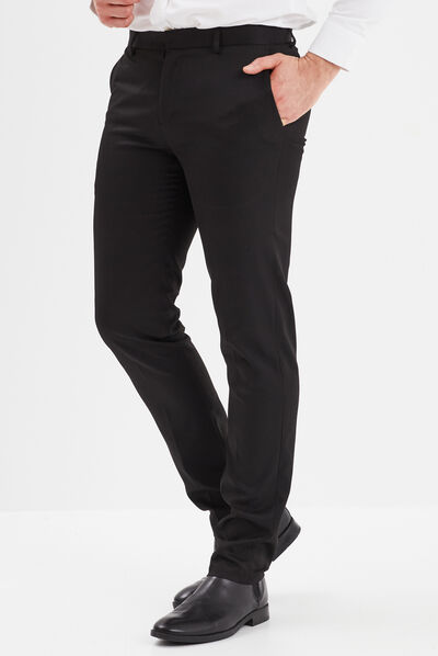 Pantalon droit avec pinces noir homme