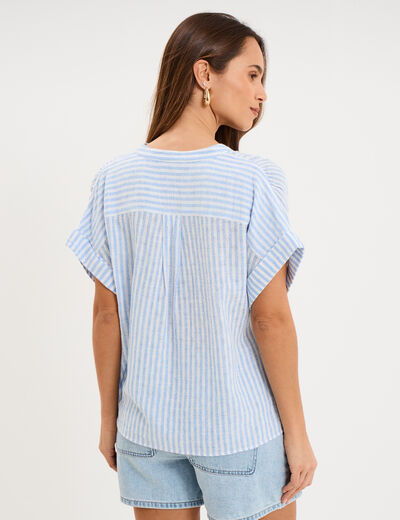 Blouse droite &agrave; manches courtes ecru femme