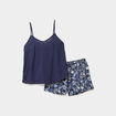 Ensemble pyjama short et d&eacute;bardeur bleu marine femme