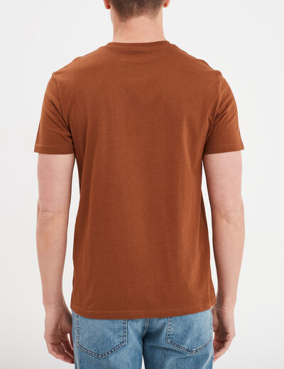 T-shirt droit en coton manches courtes marron homme