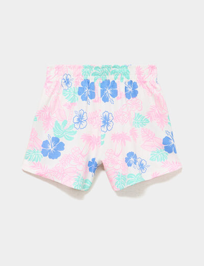 Lot 2 shorts coton taille &eacute;lastiqu&eacute;e ecru fille