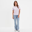 T-shirt col rond manches courtes coton violet clair femme