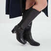 Bottes cavali&egrave;res &agrave; talons en cuir noir femme