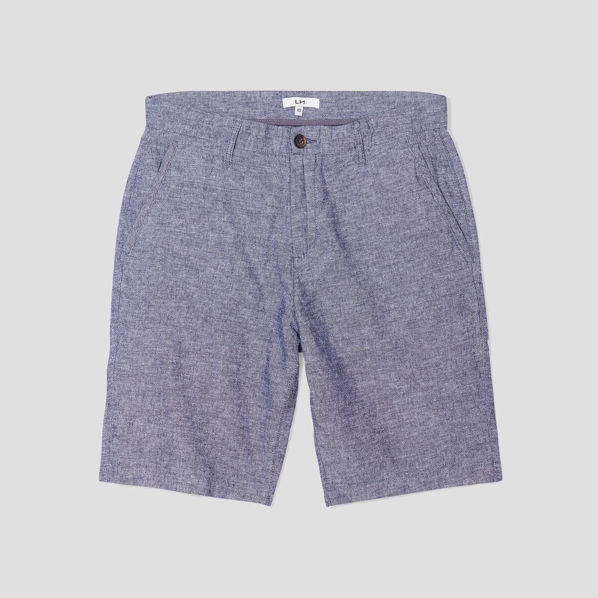Short chino droit lin majoritaire bleu marine homme