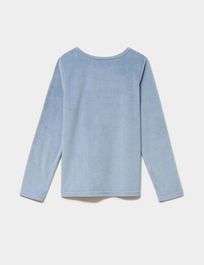 Ensemble pyjama t-shirt effet velours bleu fille