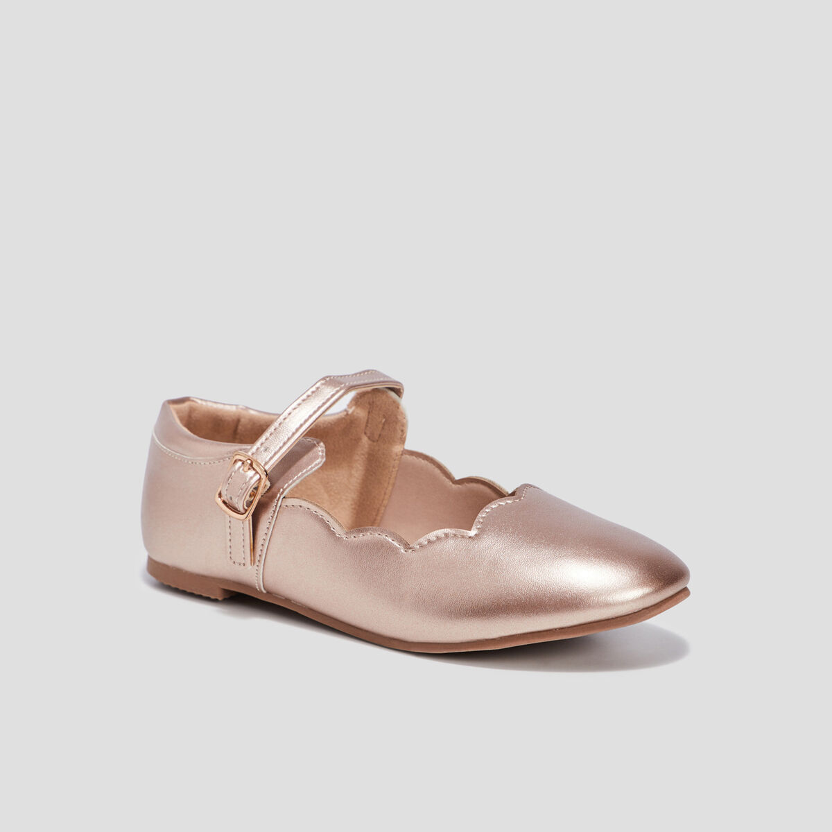 Babies métallisées rose champagne fille
