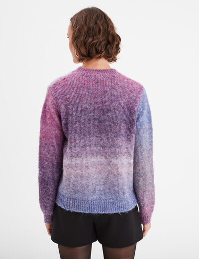 Pull col rond manches longues violet femme