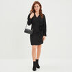 Robe col cache-coeur avec noeud noir femme
