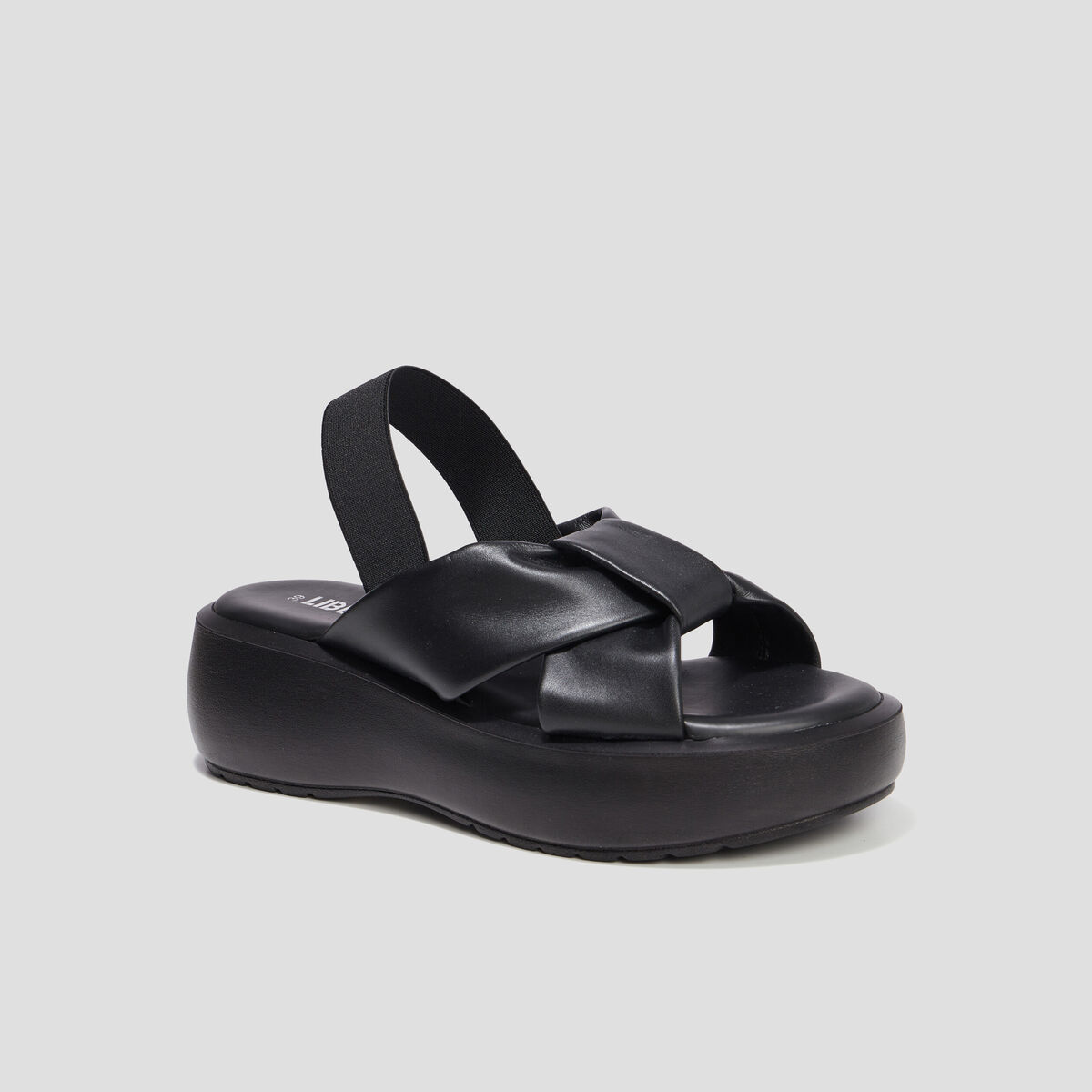 Sandales compensées plis Liberto noir femme